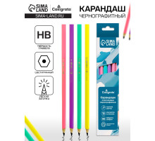 Карандаш чернографитный, Calligrata Pastel, HB, заточенный, пластик, шестигранный, МИКС