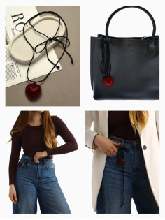 Чокер/кулон на шнурке «Сердечко», кожа, трансформер, бордовый, 150 см