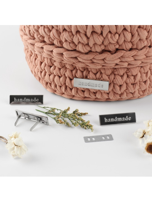Декоративные элементы на прокол «Hand made», 3.5×1 см, 10 шт., цвет серебряный