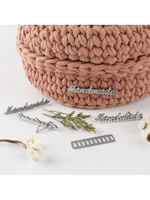 Декоративные элементы на прокол «Hand made», 5.4×1 см, 10 шт., цвет серебряный