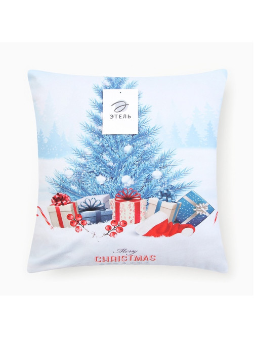 Наволочка декоративная новогодняя «Этель. Christmas», 40×40 см, бело-голубая