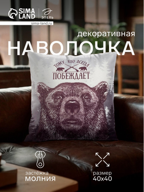 Наволочка декоративная «Этель. Победитель», 40×40 см, велюр