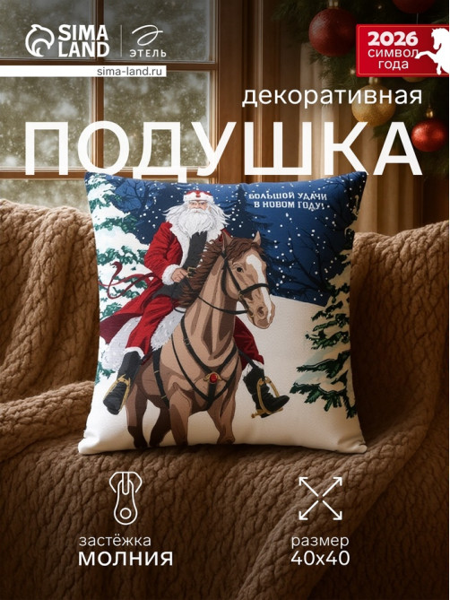 Подушка декоративная «Этель. Большой удачи», 40×40 см, велюр