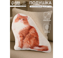 Подушка декоративная «Этель» Ginger cat, 40×33 см, велюр