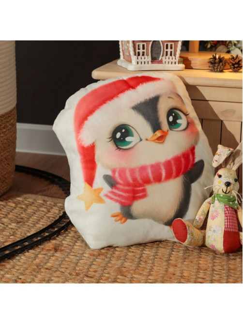Подушка декоративная новогодняя «Этель. Happy penguin», 30×35 см, велюр
