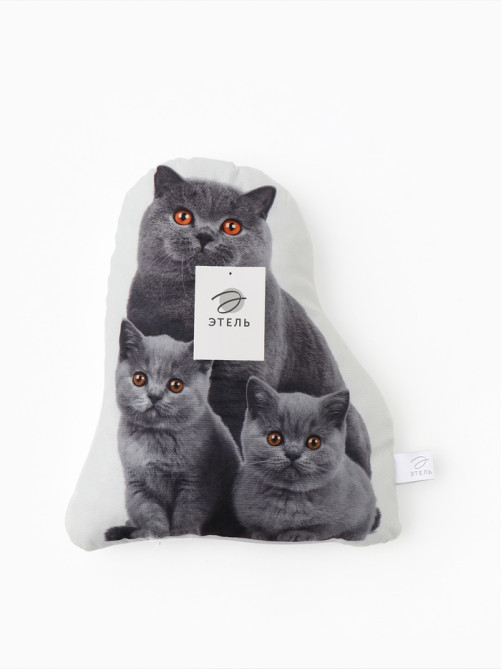 Подушка декоративная «Этель» Cat family, 40×33 см, велюр