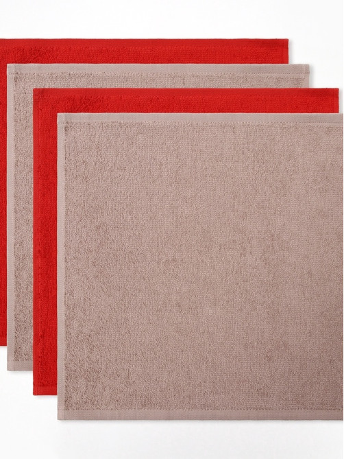 Полотенца махровые «Этель. Санта» 30×30 см - 4 шт., хлопок, 340 г/м²
