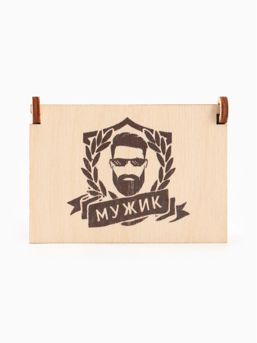 Коробка подарочная деревянная «Мужик» 8.5×6×3.5 см