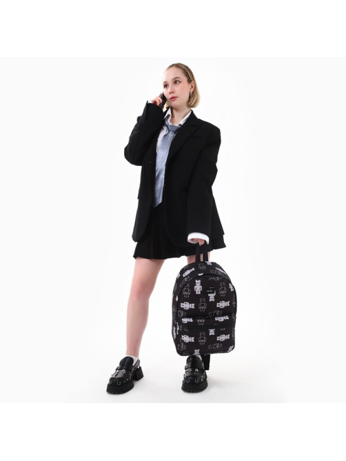 Рюкзак школьный текстильный Teddy, 42×14×28 см, чёрный