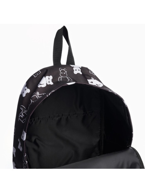 Рюкзак школьный текстильный Teddy, 42×14×28 см, чёрный