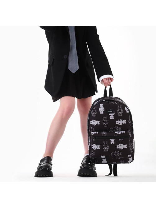 Рюкзак школьный текстильный Teddy, 42×14×28 см, чёрный