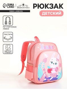 Рюкзак детский «Выбражулька» на молнии, с 3 карманами, размер 23×14×30 см, розовый
