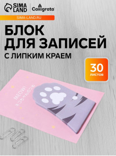 Блок для записей 45×75 мм, 30 листов «Серая лапка»