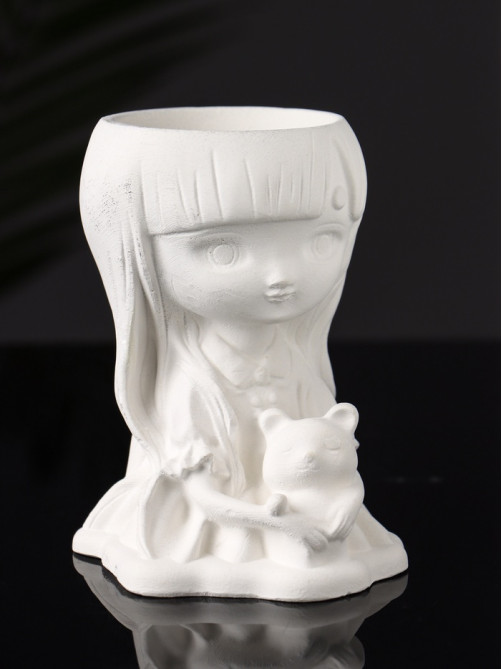 Подставка для мелочей «Девочка с мишкой», гипс, 11×8×6 см