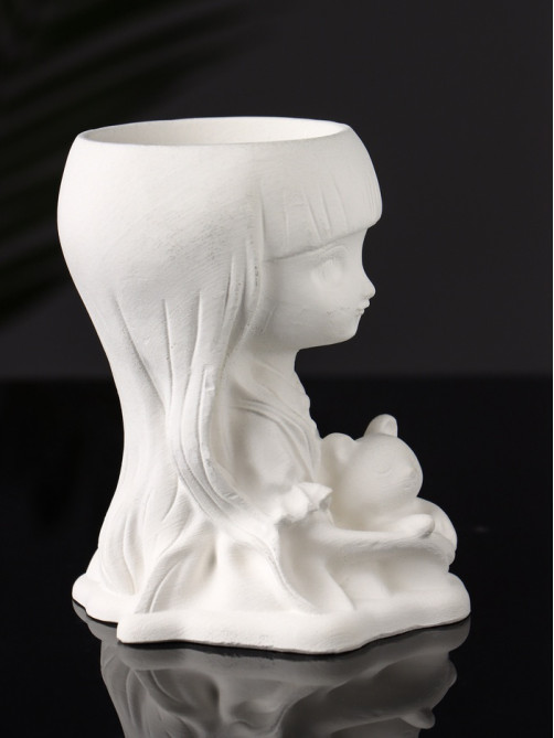 Подставка для мелочей «Девочка с мишкой», гипс, 11×8×6 см