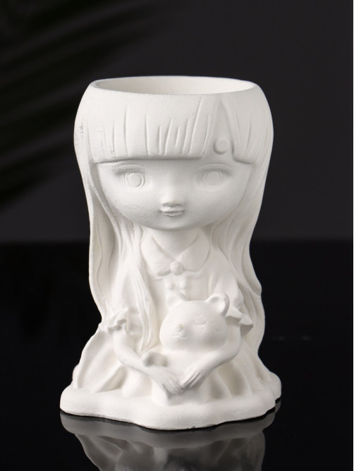 Подставка для мелочей «Девочка с мишкой», гипс, 11×8×6 см