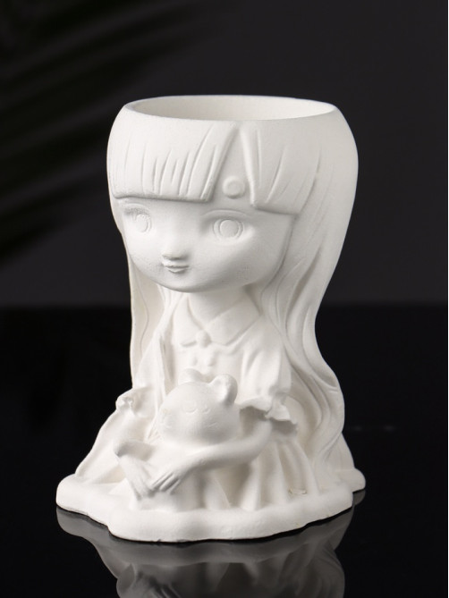 Подставка для мелочей «Девочка с мишкой», гипс, 11×8×6 см