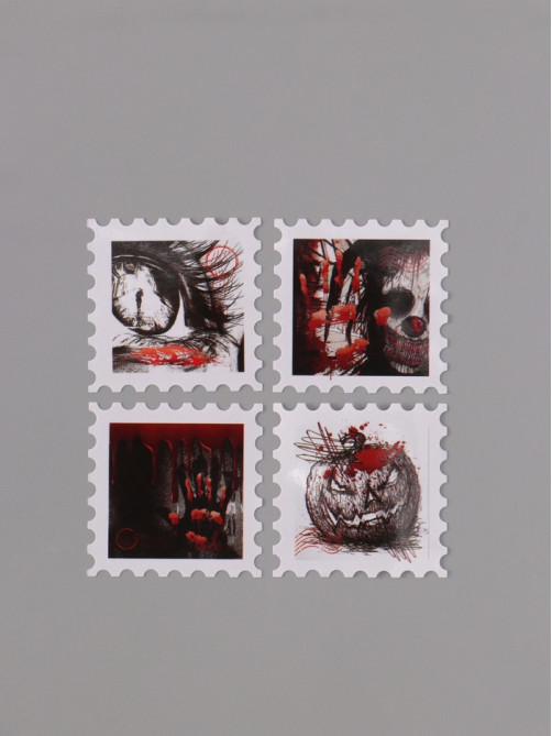 Наклейка бумага «Марки. Хэллоуин», 3×3 см, 200 шт. в рулоне