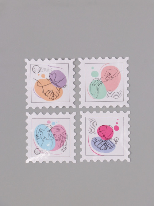 Наклейка бумага «Марки. Любовь», 3×3 см, 200 шт. в рулоне
