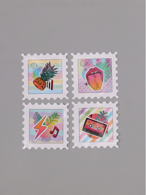 Наклейка бумага «Марки. Неон», 3×3 см, 200 шт. в рулоне