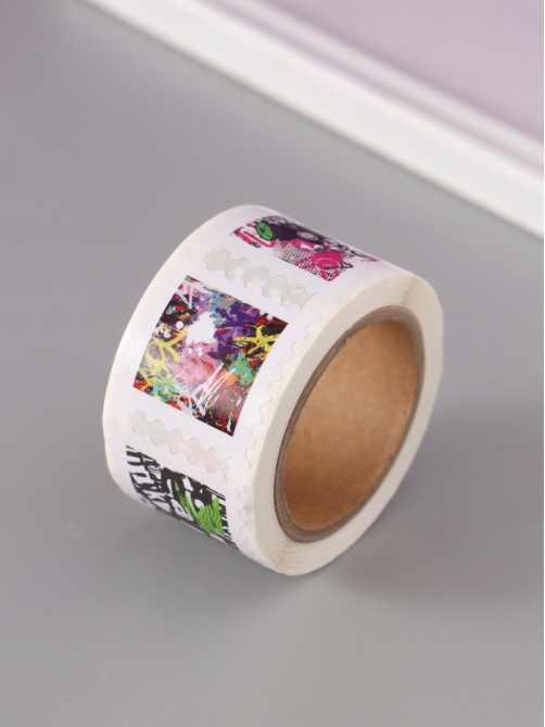 Наклейка бумага «Марки. Граффити», 3×3 см, 200 шт. в рулоне