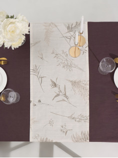 Дорожка на стол «Этель» Flower herbarium, 40×146 см, 100% хлопок, репс 210 г/м², бежевая
