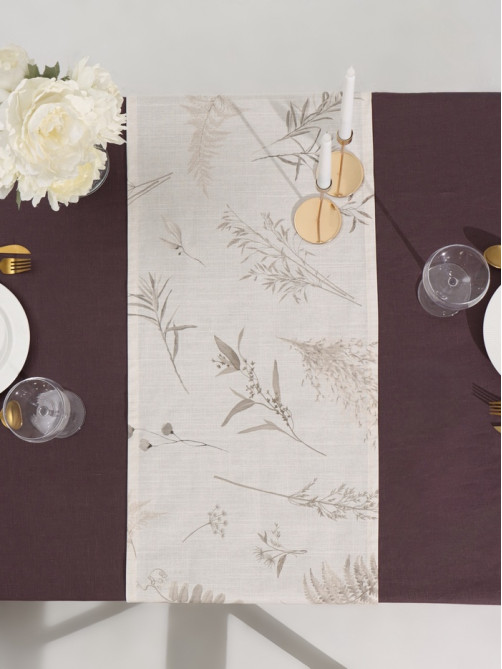 Дорожка на стол «Этель» Flower herbarium, 40×146 см, 100% хлопок, репс 210 г/м², бежевая