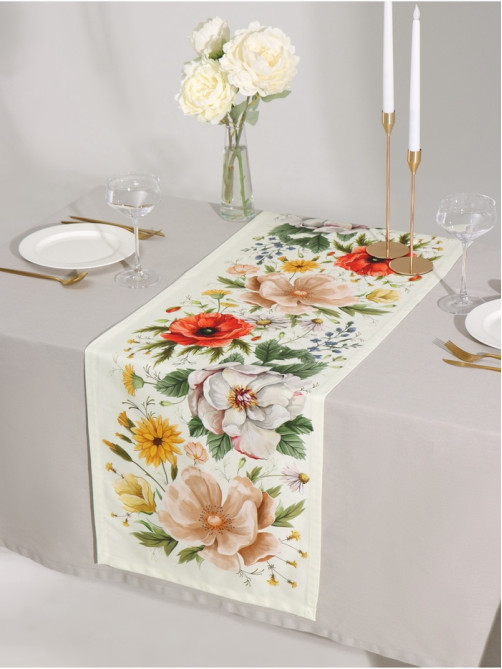 Дорожка на стол «Этель» Red flowers 40×146 см, 100% хлопок, саржа 190 г/м²