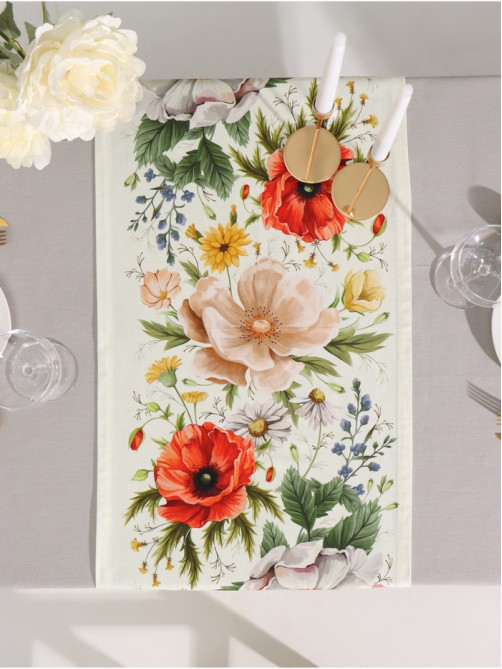 Дорожка на стол «Этель» Red flowers 40×146 см, 100% хлопок, саржа 190 г/м²