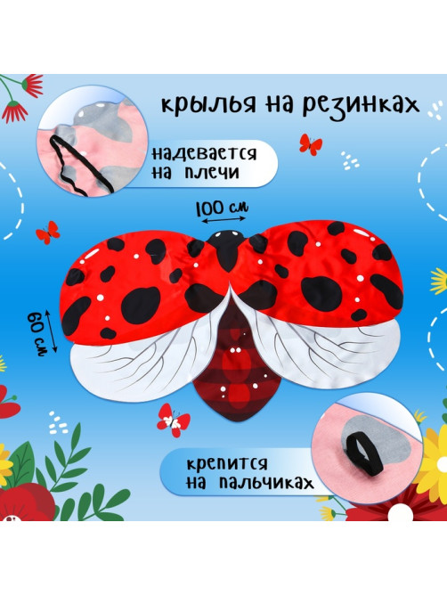 Крылья карнавальные «Милая божья коровка», 60×100 см