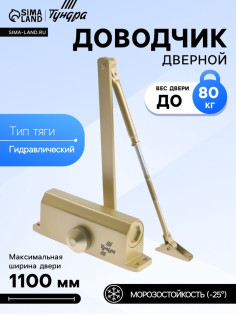 Доводчик дверной ТУНДРА d=80GP, до 80 кг, цвет золото