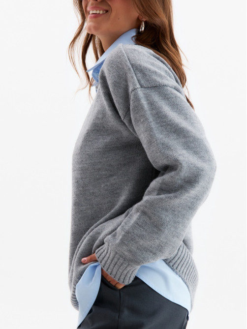Джемпер женский MINAKU: Knitwear collection, светло-серый, размер 50-52