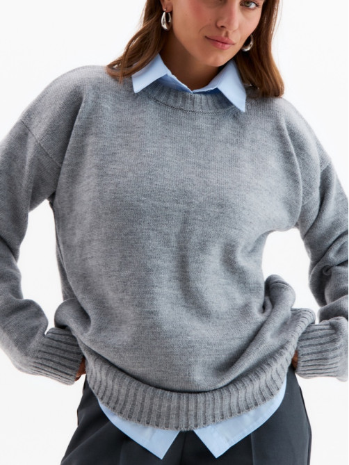 Джемпер женский MINAKU: Knitwear collection, светло-серый, размер 46-48