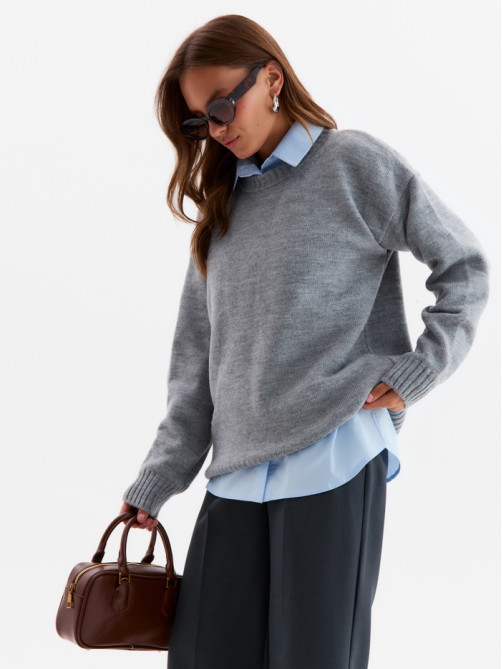 Джемпер женский MINAKU: Knitwear collection, светло-серый, размер 46-48