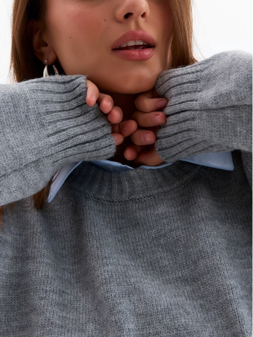 Джемпер женский MINAKU: Knitwear collection, светло-серый, размер 46-48