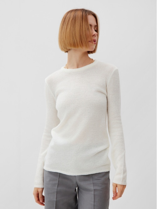 Джемпер женский MINAKU: Knitwear collection, цвет молочный, размер 48