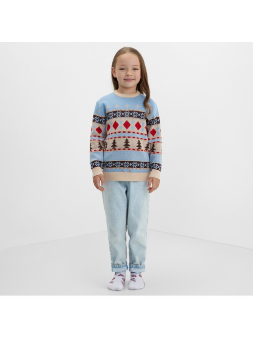 Джемпер детский новогодний вязаный KAFTAN: Scandinavia, голубой, размер 30 (98-104 см)