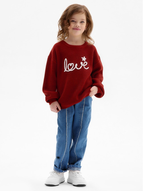 Джемпер для девочки KAFTAN: Love, красный, размер 30 (98-104 см)