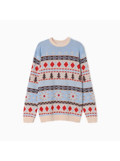 Джемпер детский новогодний вязаный KAFTAN: Scandinavia, голубой, размер 30 (98-104 см)