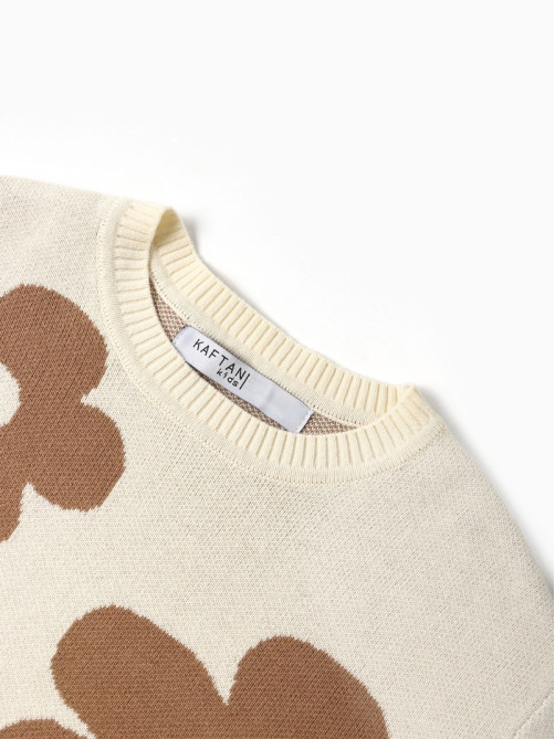 Джемпер для девочки KAFTAN «Цветы», бежевый, размер 32 (110-116 см)