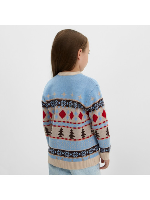 Джемпер детский новогодний вязаный KAFTAN: Scandinavia, голубой, размер 30 (98-104 см)