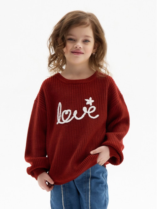 Джемпер для девочки KAFTAN: Love, красный, размер 34 (122-128 см)