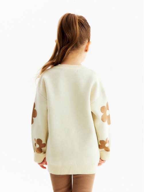Джемпер для девочки KAFTAN «Цветы», бежевый, размер 32 (110-116 см)