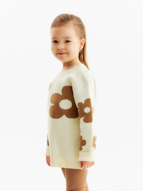 Джемпер для девочки KAFTAN «Цветы», бежевый, размер 34 (122-128 см)