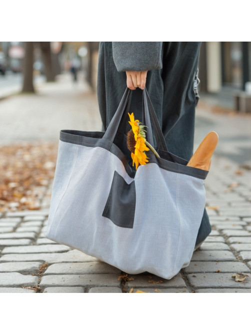 Сумка изо льна двухсторонняя SL HOME Linear bag, 67×35 см