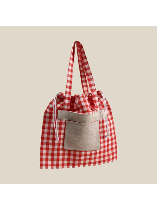 Сумка шоппер SL HOME Red cage, 50×50 см, 100% лён, 150 г/м2