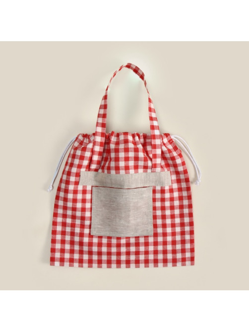 Сумка шоппер SL HOME Red cage, 50×50 см, 100% лён, 150 г/м2