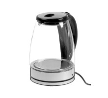 Чайник электрический Luazon LSK-1802, стекло, 1.8 л, 1500 Вт, подсветка, чёрно-стальной