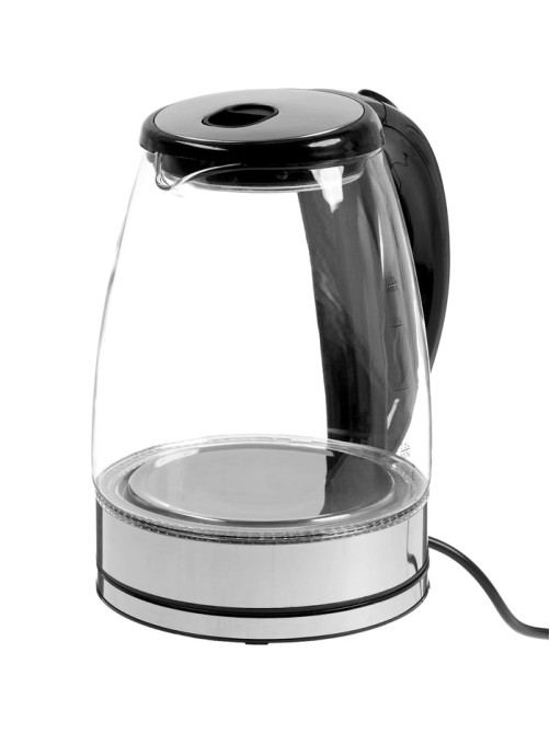 Чайник электрический Luazon LSK-1802, стекло, 1.8 л, 1500 Вт, подсветка, чёрно-стальной