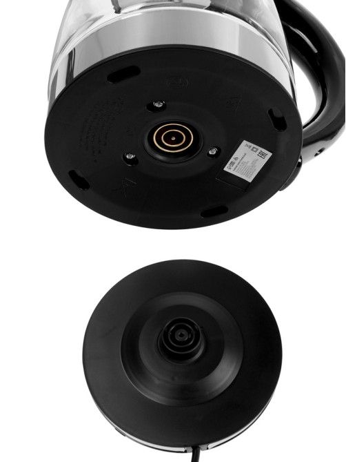 Чайник электрический Luazon LSK-1802, стекло, 1.8 л, 1500 Вт, подсветка, чёрно-стальной